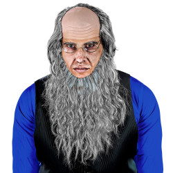 Sada pleš stařec s vousy a brýlemi